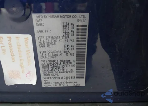 2017 Nissan Rogue Hybrid Sl from USA, damaged, VIN 5N1ET2MV5HC828985